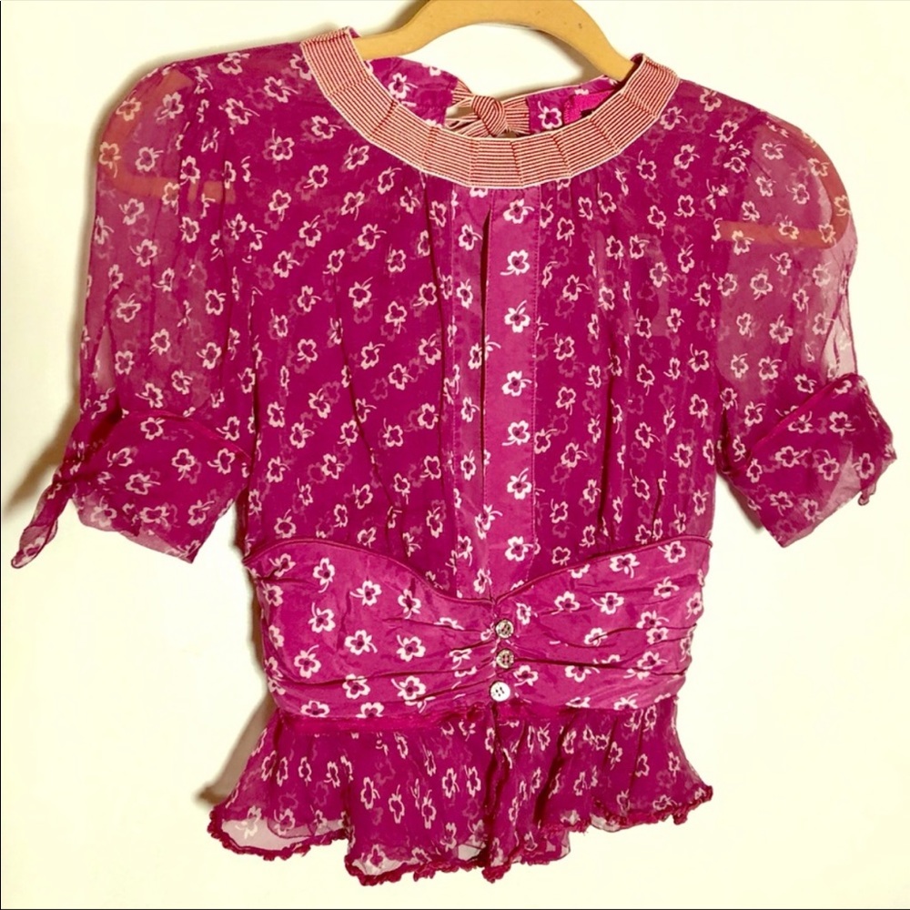 Dolce and Gabbana Sheer Floral Silk Blouse